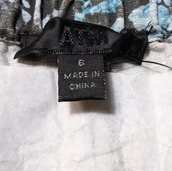 ATM Melillo Abstract Print Ripstop Cotton Skirt Grey Purple Turquoise Camo Sz 6 - Picture 9 of 15